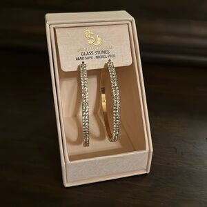 Gold Tone Bedazzled Hoop